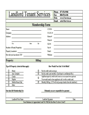 Membership Form - Landlord Tenant Screening