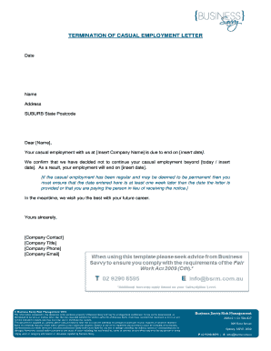 Termination of casual employment letter - Business Savvy Risk ...