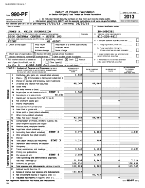 14340 09/05/2014 7:23 AM Pg 7 Form Return of Private Foundation 990PF Department of the Treasury Internal Revenue Service OMB No - jamesawelchfdn