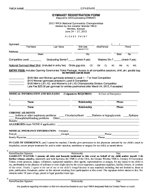 Gymnast registration form - YMCA National Gymnastics ... - ymcagymnationals