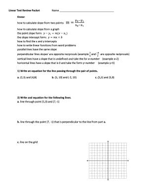 Military pay calculators - Linear Test Review Packet Name Know: how to calculate slope from ...