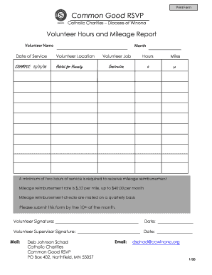 Mileage reimbursement form template - RSVP - Catholic Charities - ccwinona