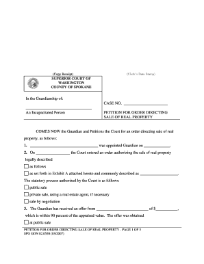 Petition for Order Directing bSaleb of Real Property bb - Spokane County
