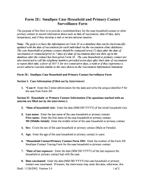 Smallpox Form 2D Contact Tracing Instructions