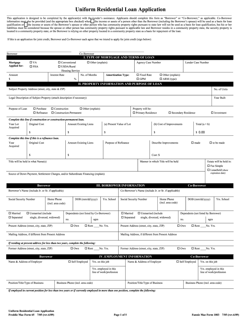 fannie mae 1003 Preview on Page 1