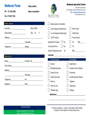 Referral Form Redlands Specialist Centre - Breathe Well