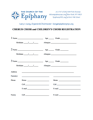 Choir registration form