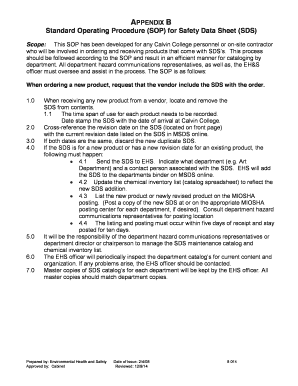 Fillable Online Standard Operating Procedure (SOP) for Safety Data ...
