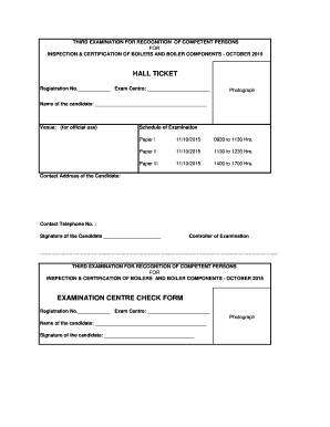 Hall ticket examination centre check form - aipnpc