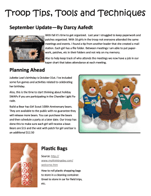 September - Cholla Girl Scouts of Chandler - chollags