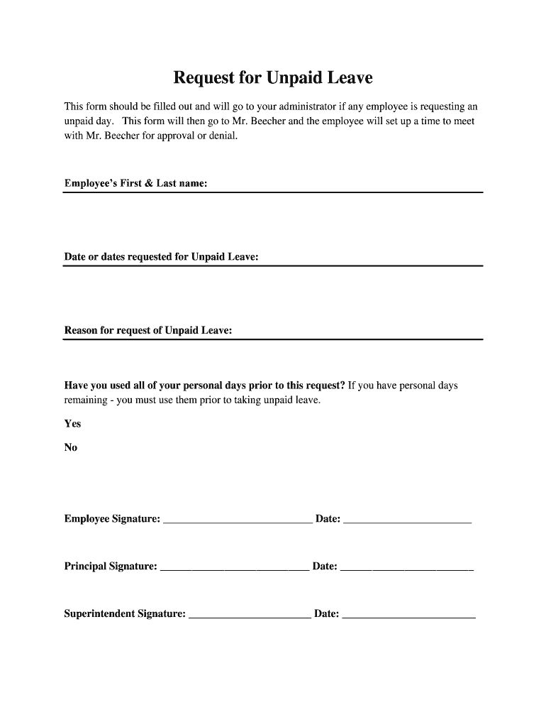 Fillable Online gilbertcsd Request for Unpaid Leave Fax