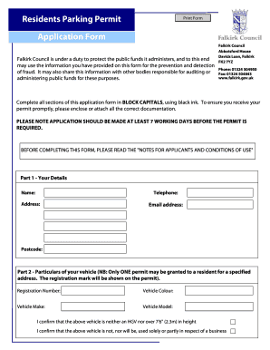 Parking space rental agreement - Residents bParking Permitb Application bFormb - Falkirk Council - falkirk gov