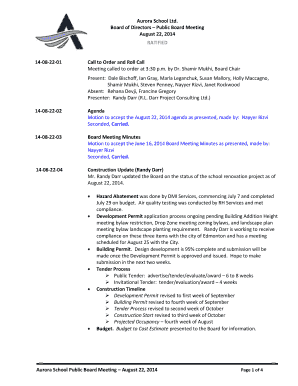 Sample of minutes of barangay session - Meeting Minutes Aurora Charter School - auroraschool