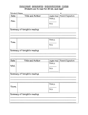 THIRD GRADE READING LOG - Sacred Heart School - sacredheartschoolventura