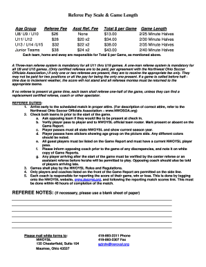 Fillable Online Referee Pay Scale Game Length Ohio North Youth Soccer Fax Email Print Pdffiller Fillable Online Referee Pay Scale Game Length Ohio North Youth Soccer Fax Email Print Pdffiller