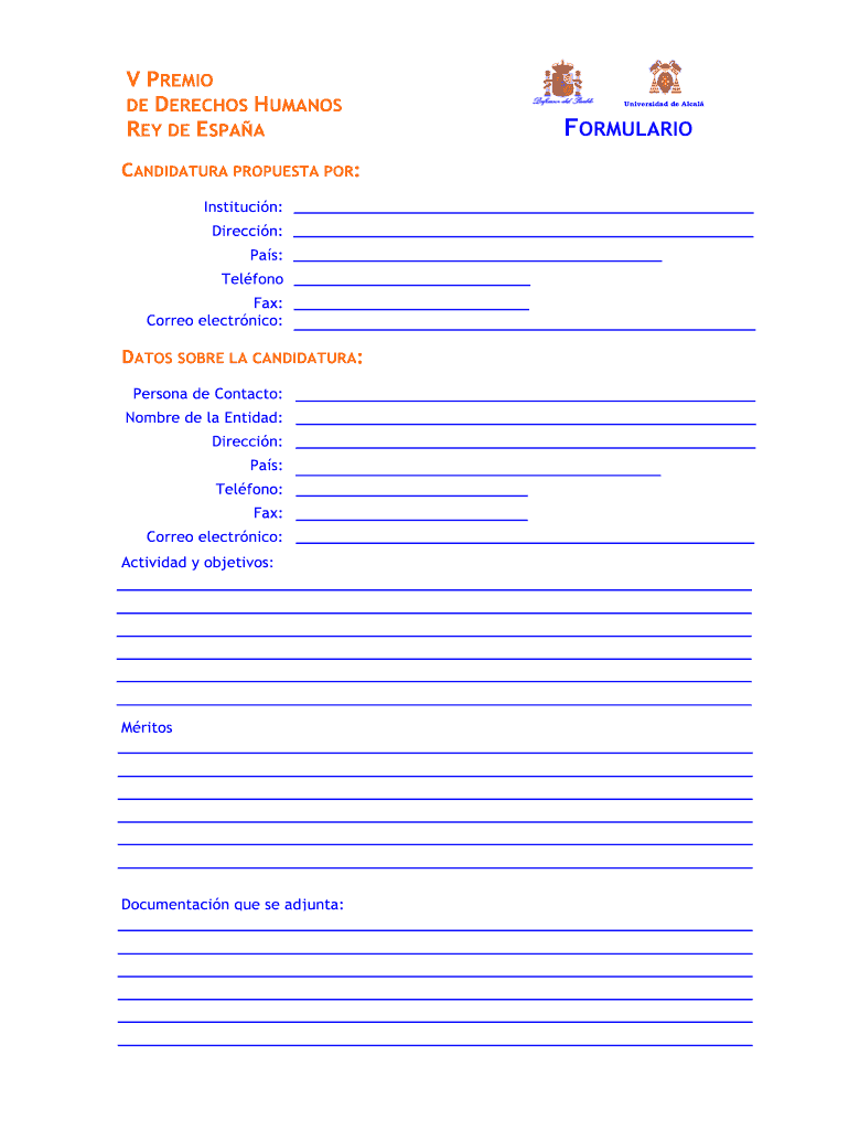 Convocatoria V Premio de DDHH Rey de Espaa - inrpt Vista previa en la página 1