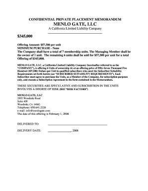 Offering memorandum template - MENLO GATE LLC-Private Placement Memorandum - cherkasov171