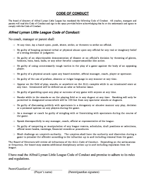 CODE OF CONDUCT - Alfred Lyman Little League