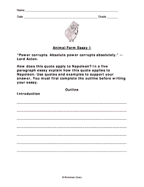 Informative essay planning sheet - Animal Farm Essay One The topic of this eassy package is the corrupting influence of power on Napolean The package has a fill-in outline and pages to write the final draft of the essay