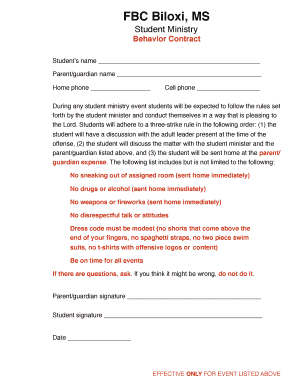 Behavior contract template - Behavior Contract NEW