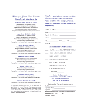 Levels of Membership/Reply Card - the Gordon Parks Museum/Center - gordonparkscenter
