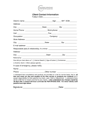 New Client Simple Minor Uncomplicated Care Forms