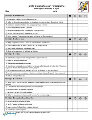 Writing Strategies Evaluation Form