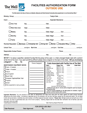 Fillable Online thewellontheweb FACILITIES AUTHORIZATION FORM OUTSIDE ...