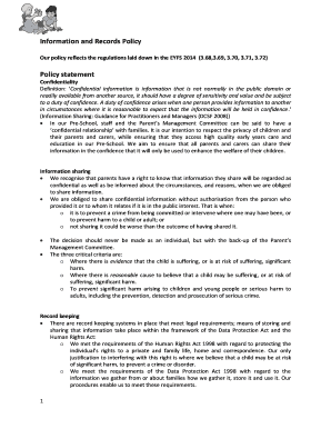 Capo chemistry - Information and Records Policy - Nythe Pre-School - nythepreschool co