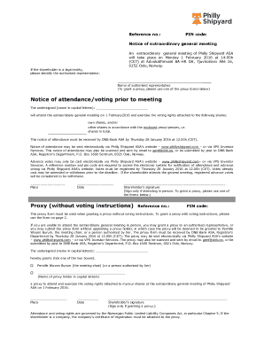 If the shareholder is a legal entity, please identify the authorised representative: Name of authorised representative (To grant a proxy, please use one of the proxy forms below) Notice of attendance/voting prior to meeting The undersigned