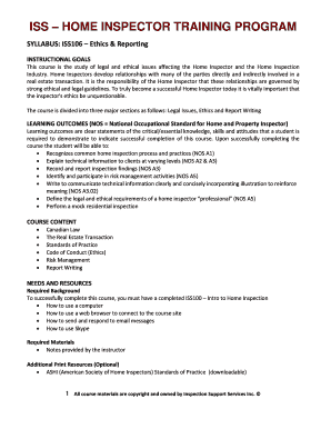 ISS HOME INSPECTOR TRAINING PROGRAM