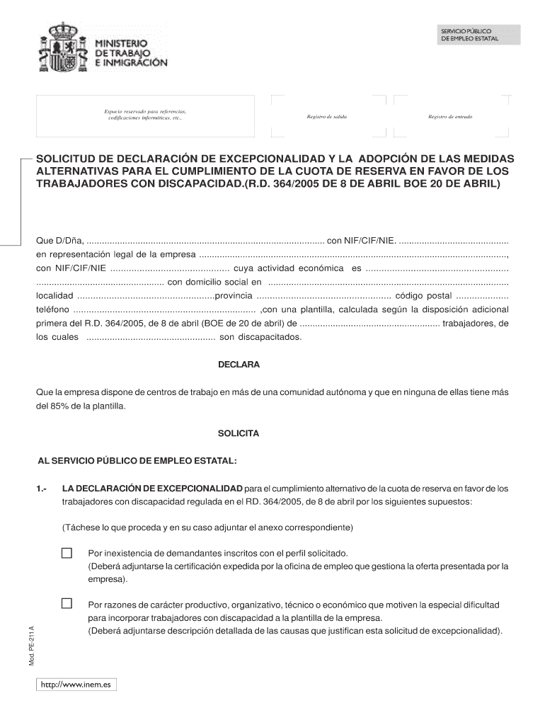 Solicitud de declaraci n de excepcionalidad - Fundaci n Adecco Vista previa en la página 1