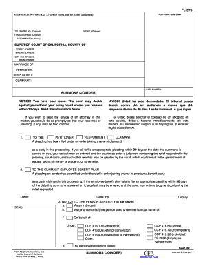 California Summons Joinder Form