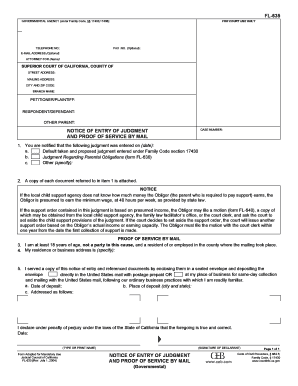 California Notice of Entry of Judgment FL-635