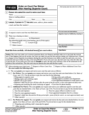 California Court Fee Waiver Order