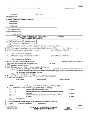California Child Support Stipulation Form FL-350