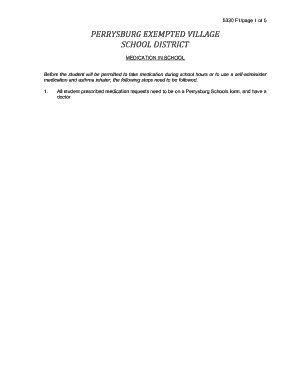 Perrysburg Schools Medication Authorization Form