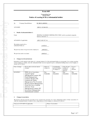 Form 605 - Australian Securities Exchange - asx com