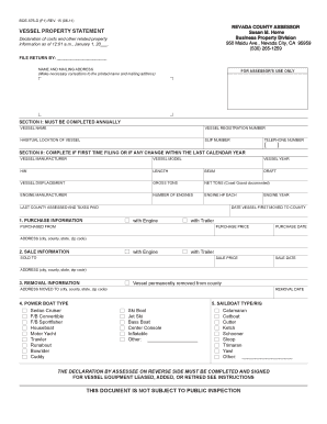 California Vessel Property Statement