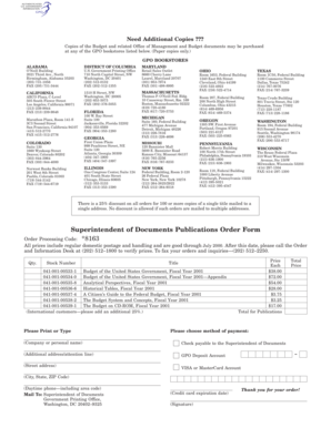 US Federal Budget Order Form