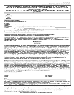 USPTO Patent Application Declaration Form