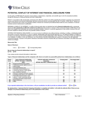 STEM CELLS Journal Conflict of Interest Form