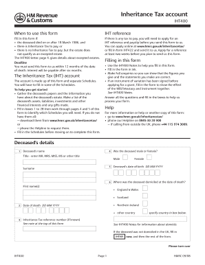 UK Inheritance Tax Account Form IHT400