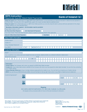 SEPA Direct Debit Reactivation Form