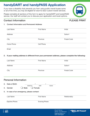 handyDART and handyPASS Application