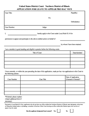 Application for Leave to Appear Pro Hac Vice
