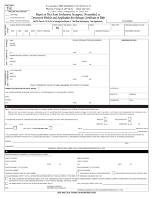 Alabama Salvage Certificate of Title Application