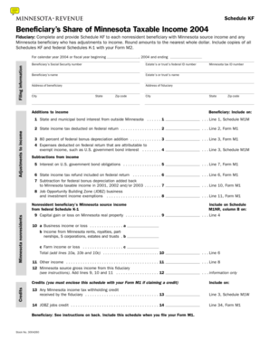 Schedule KF Minnesota Taxable Income Form 2004
