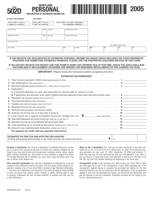 Maryland Form 502D 2005