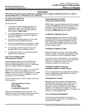 USCIS Privacy Act Request Form G-639
